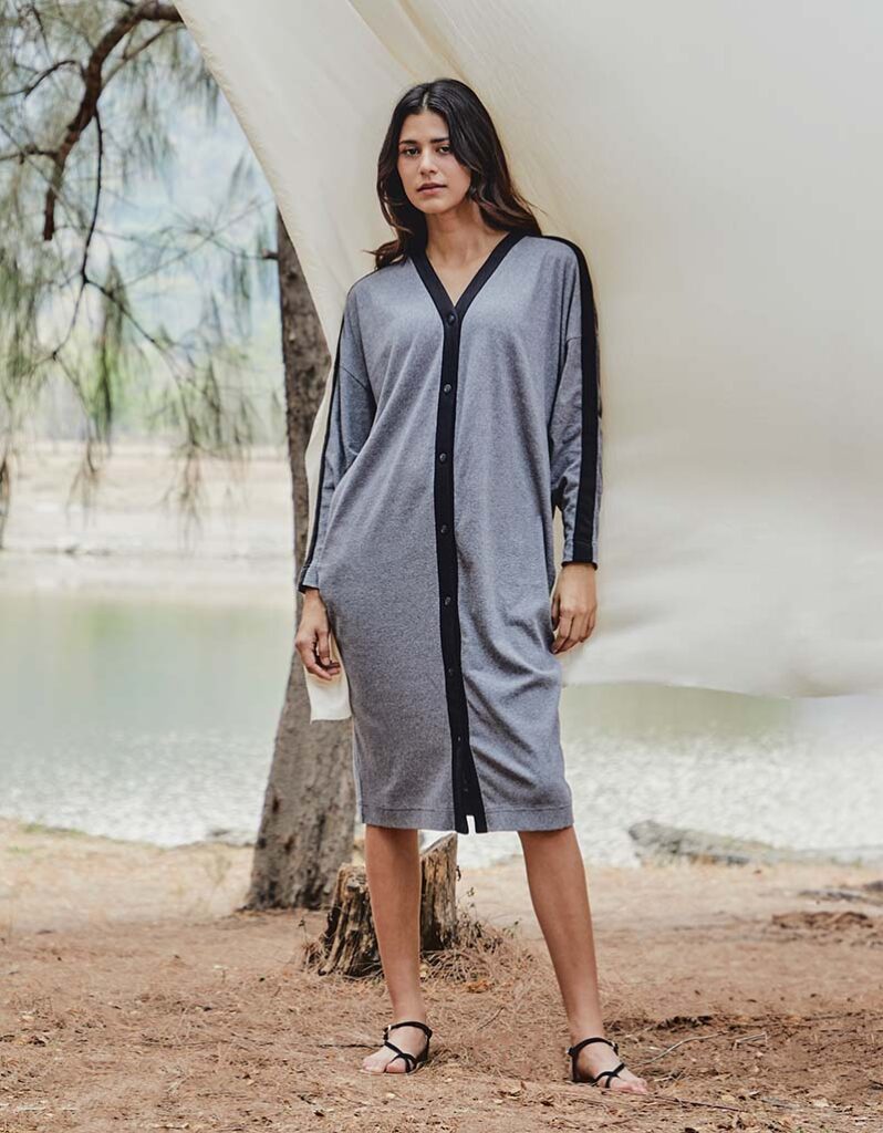 AW24 Stripe Jersey Cardigan Dress DS-9240703