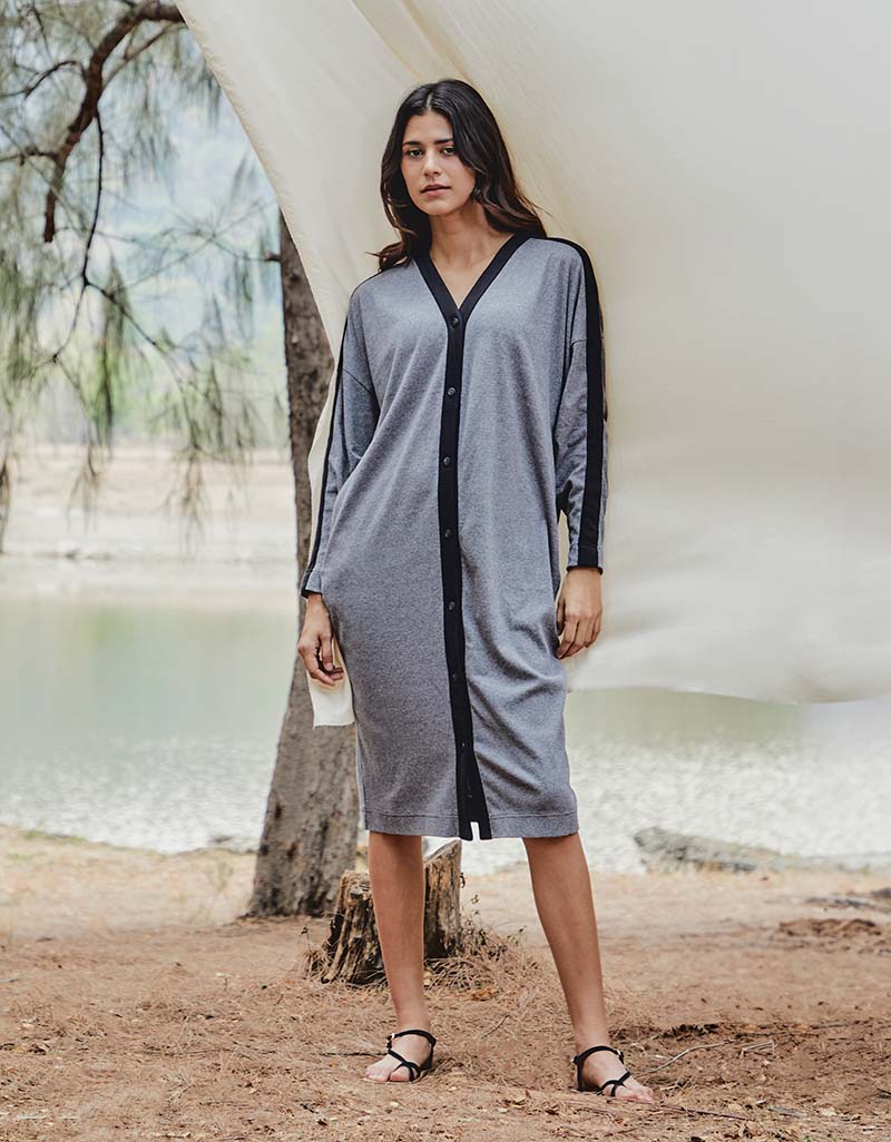 AW24 Stripe Jersey Cardigan Dress DS-9240703
