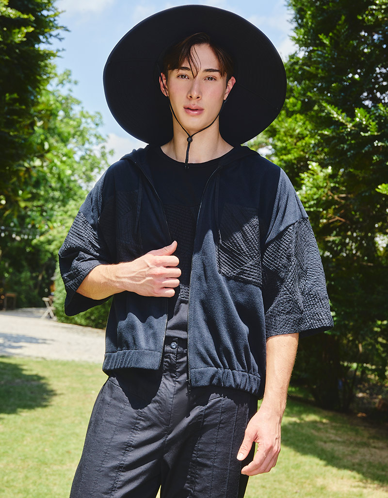 AW25 Black Grid Zip Hoodie BL-9250716