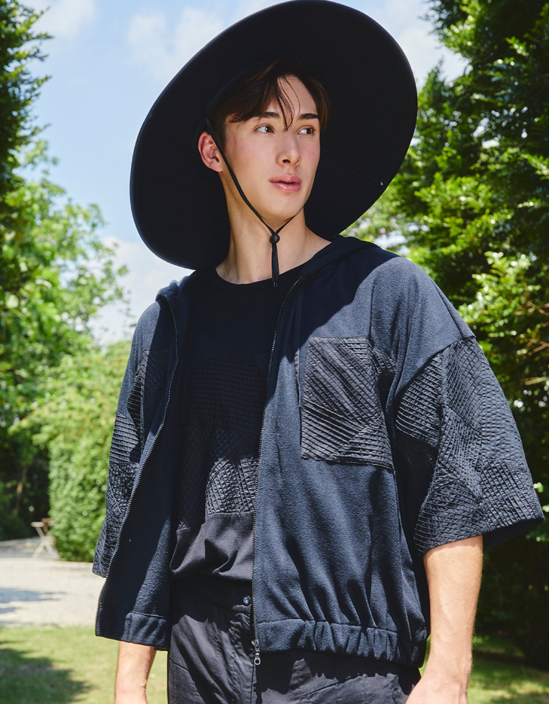 AW25 Black Grid Zip Hoodie BL-9250716