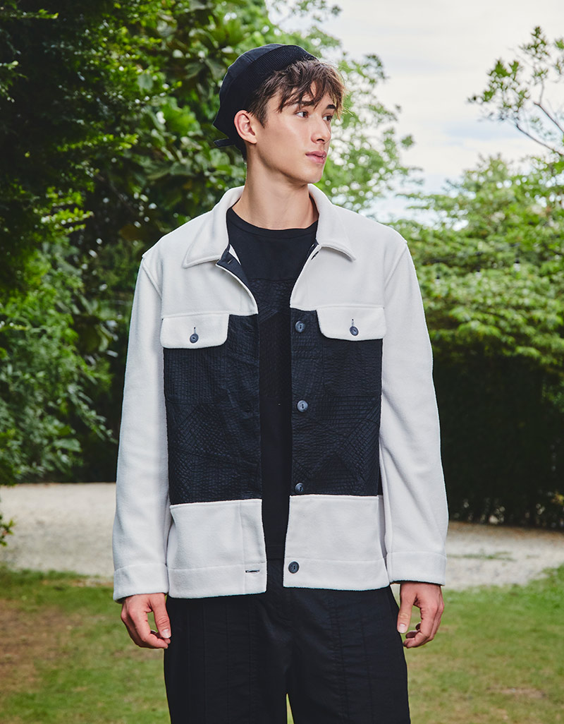 AW25 Contrast Grid Fleece Jacket JK-9250707