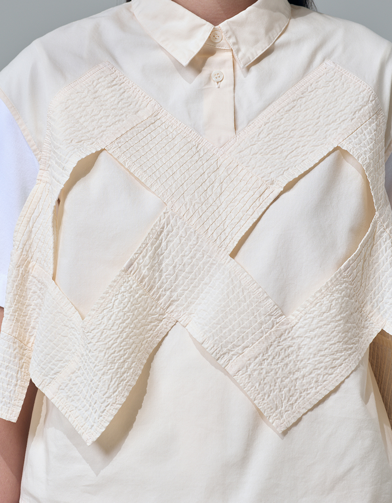 SS26 SAIFU Structured Layer Polo Shirt Blouse BL-9260102