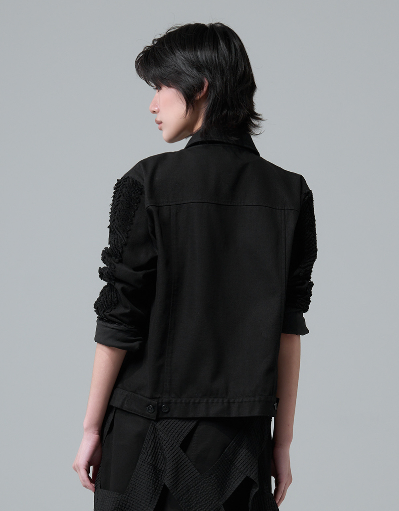 SS26 Recycled Cotton Twill Slashed Recycled Denim Jacket JK-9260104