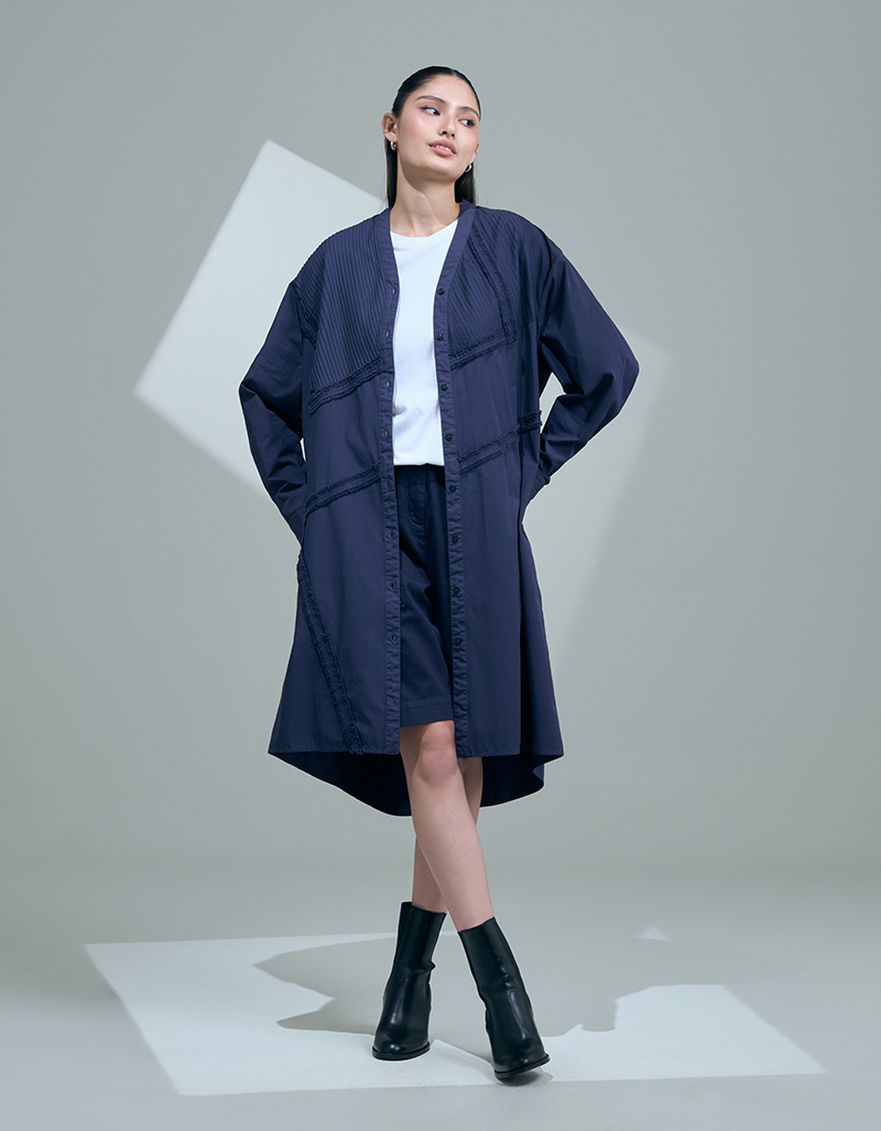 SS26 Diagonal Panel Long Overshirt DS-9260406
